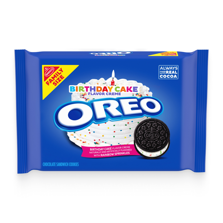 Birthday Cake Creme Chocolate Sandwich Cookies, Family Size W9