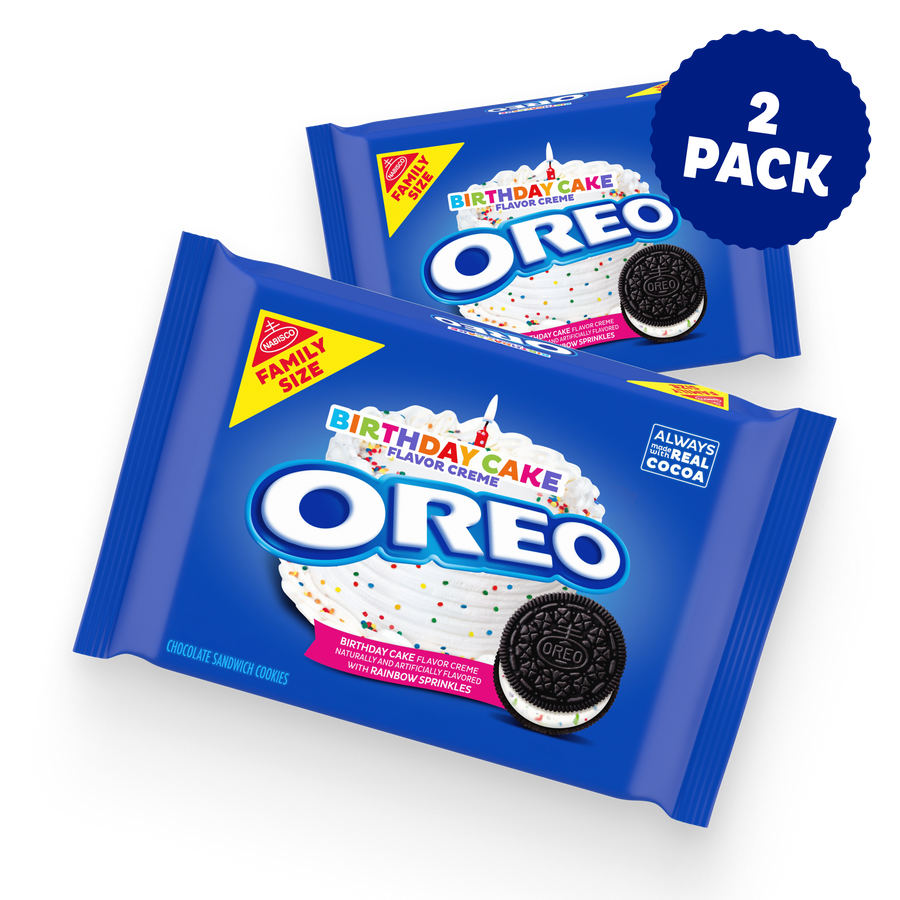 Birthday Cake Creme Chocolate Sandwich Cookies, Family Size, 2 Pack I8