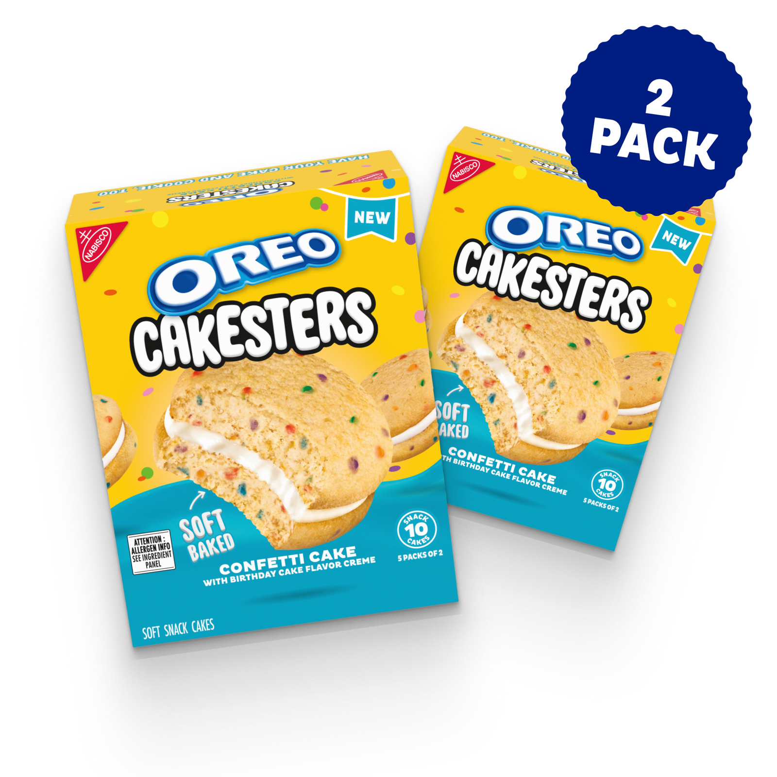 Cakesters Confetti Cake Soft Snack Cakes, Snack Packs, 2 Pack X7