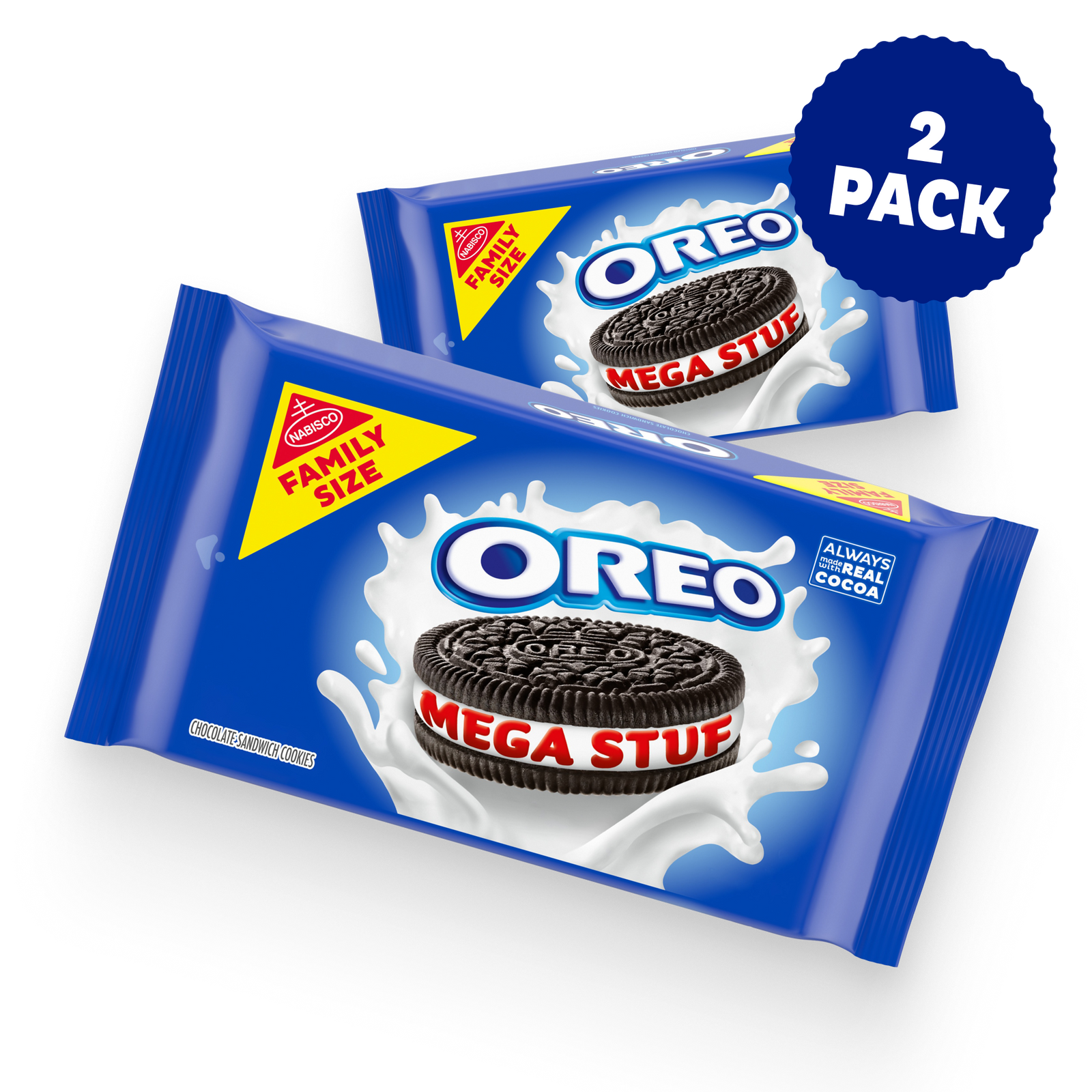 Mega Stuf Chocolate Sandwich Cookies, Family Size, 2 Pack U2