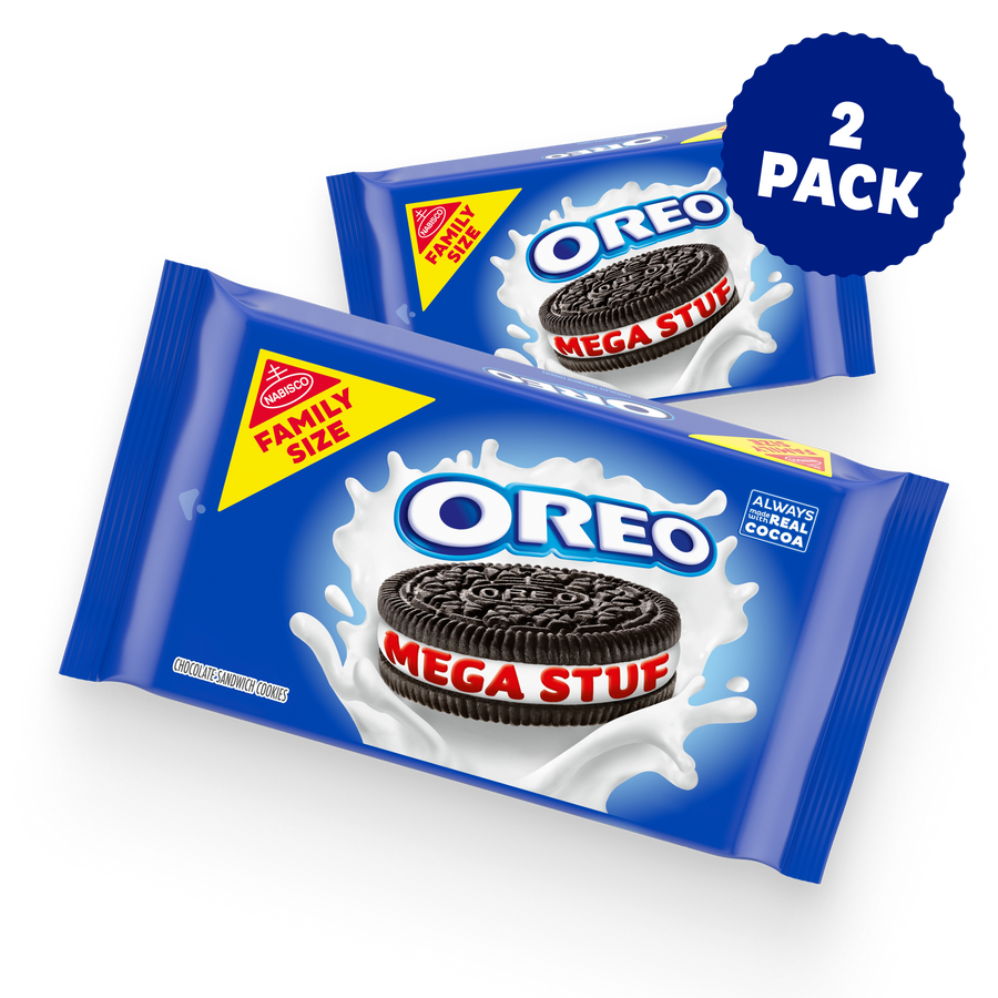 Mega Stuf Chocolate Sandwich Cookies, Family Size, 2 Pack U2