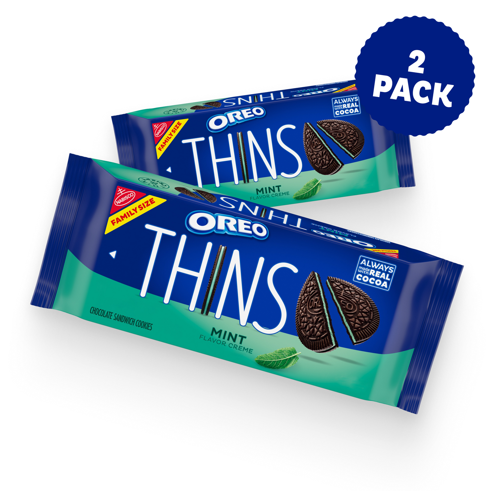 Thins Mint Creme Chocolate Sandwich Cookies, Family Size, 2 Pack U9