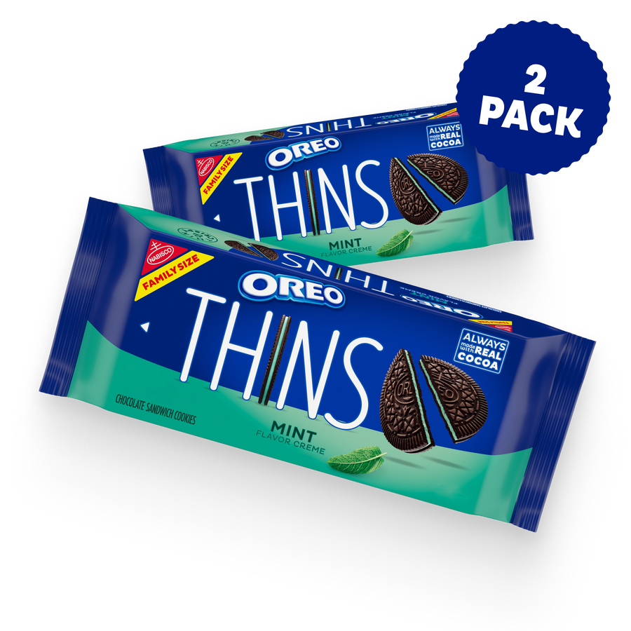 Thins Mint Creme Chocolate Sandwich Cookies, Family Size, 2 Pack U9