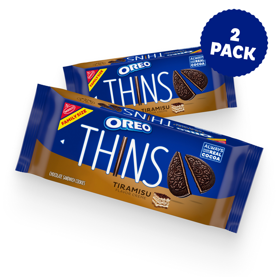 Thins Tiramisu Creme Chocolate Sandwich Cookies, Family Size, 2 Pack N4