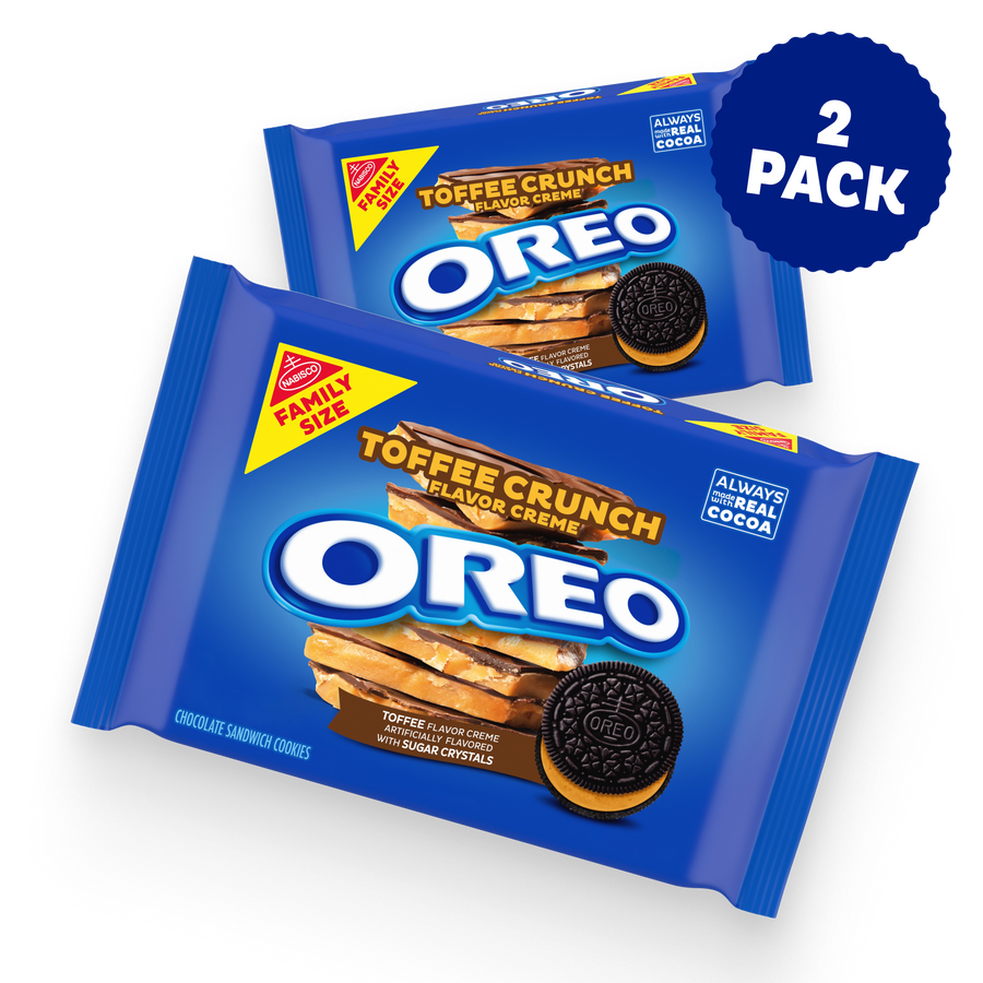 Toffee Crunch Creme With Sugar Crystals Chocolate Sandwich Cookies, Family Size, 2 Pack F7