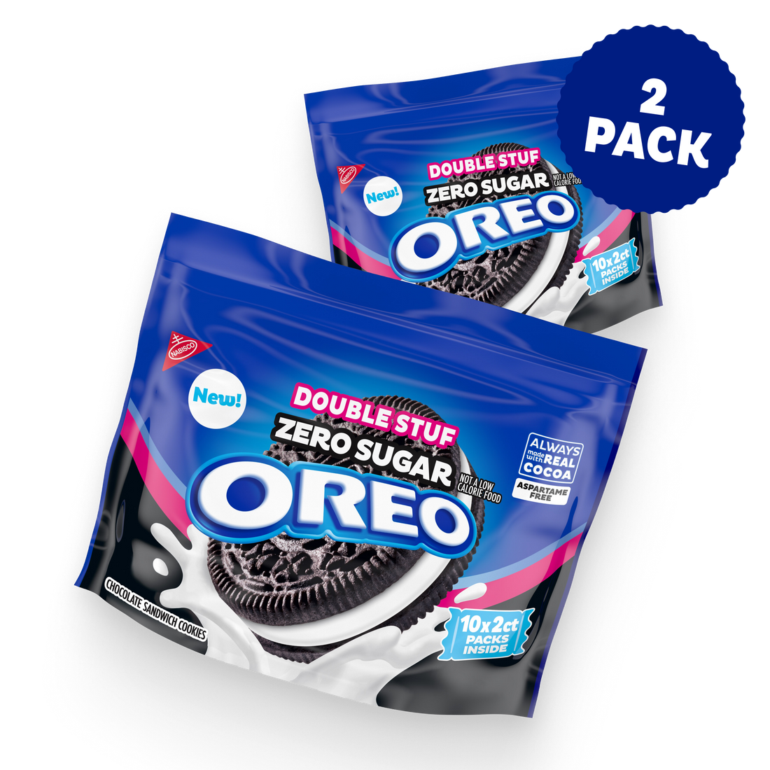 Zero Sugar Double Stuf Chocolate Sandwich Cookies, Snack Packs, 2 Pack G8