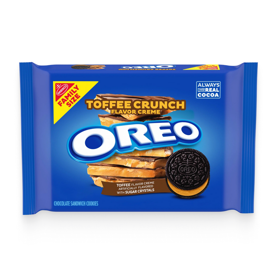 Toffee Crunch Creme With Sugar Crystals Chocolate Sandwich Cookies, Family Size G0