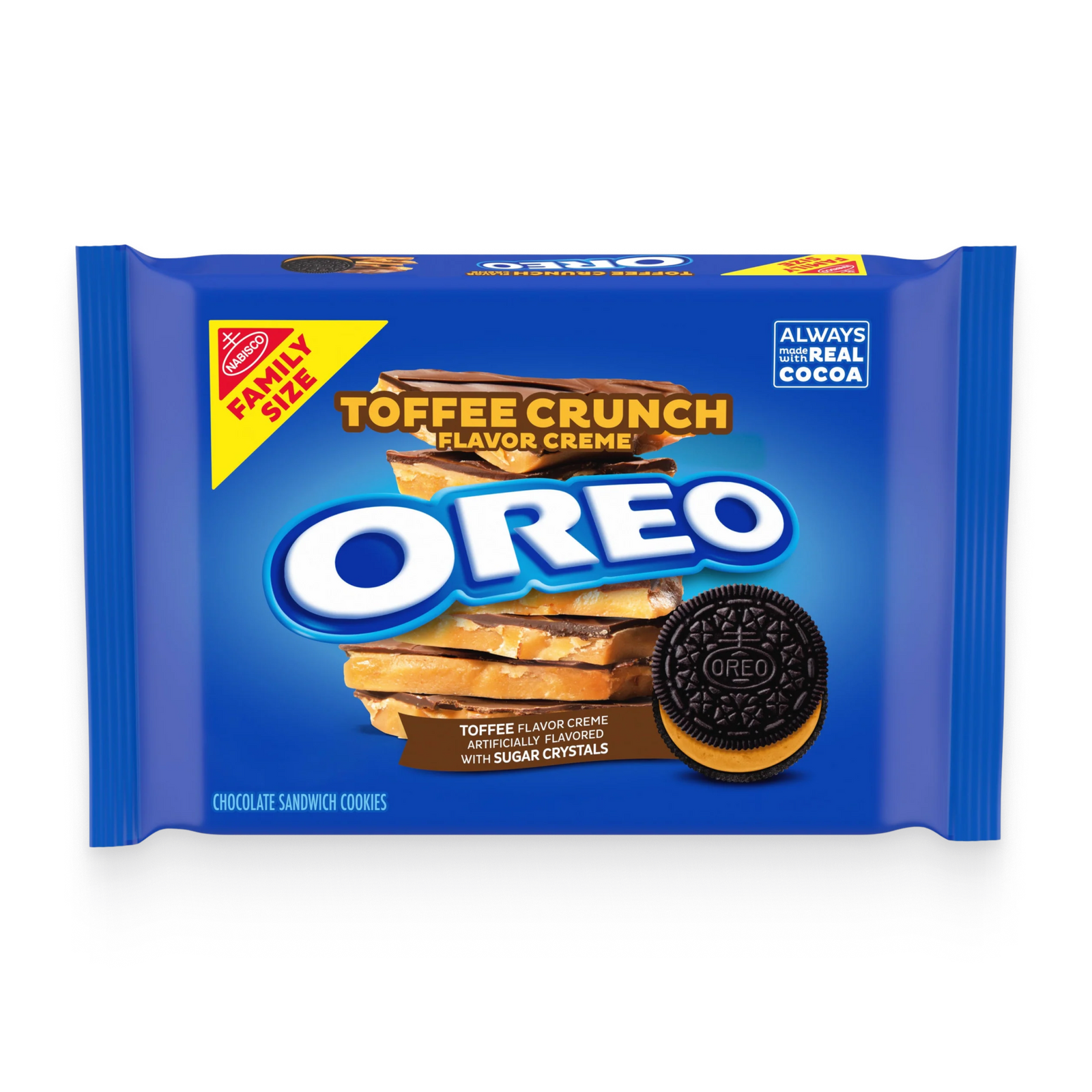 Toffee Crunch Creme With Sugar Crystals Chocolate Sandwich Cookies, Family Size V2